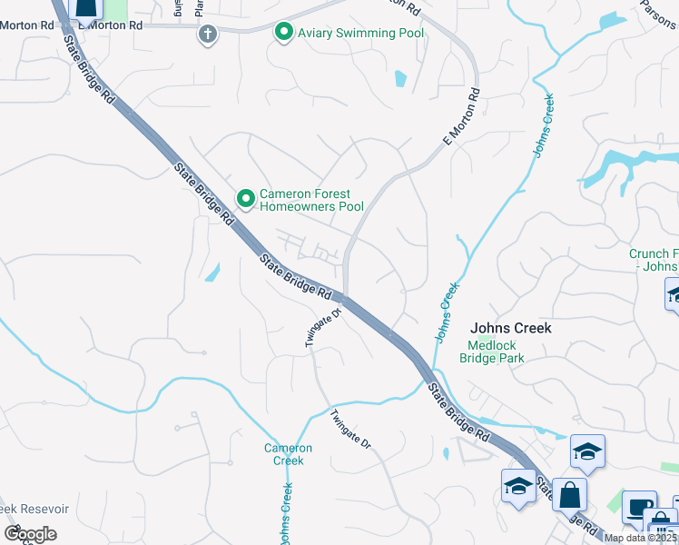 map of restaurants, bars, coffee shops, grocery stores, and more near 10220 Billings Pointe in Alpharetta