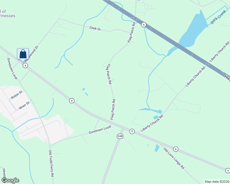 map of restaurants, bars, coffee shops, grocery stores, and more near 244 Flag Patch Road in Loris