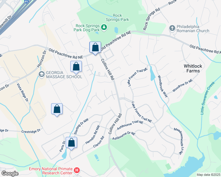 map of restaurants, bars, coffee shops, grocery stores, and more near 2700 Still Farms Court Northeast in Lawrenceville