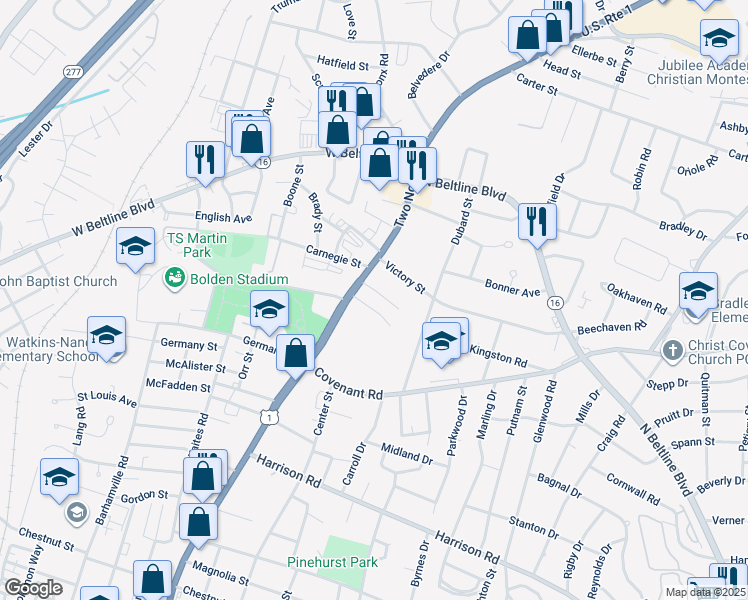 map of restaurants, bars, coffee shops, grocery stores, and more near 1561 Lilly Avenue in Columbia