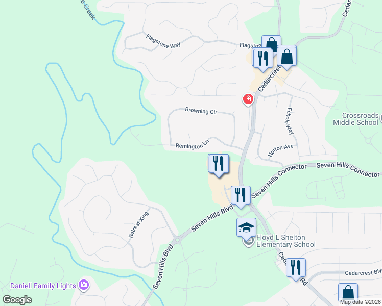 map of restaurants, bars, coffee shops, grocery stores, and more near 15 Winchester Court in Acworth