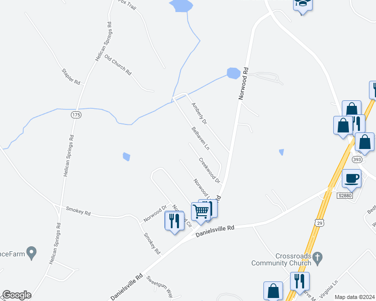 map of restaurants, bars, coffee shops, grocery stores, and more near 223 Creekwood Drive in Hull