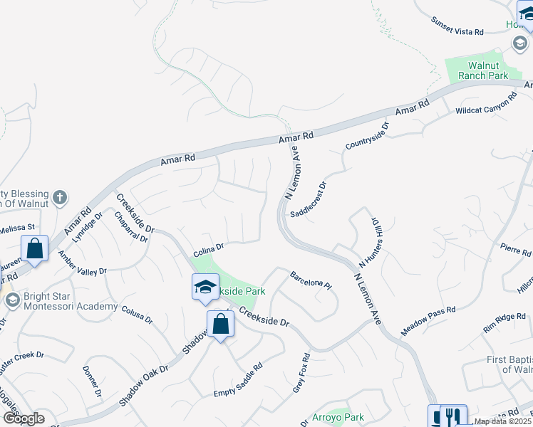 map of restaurants, bars, coffee shops, grocery stores, and more near 960 Heaton Moor Drive in Walnut
