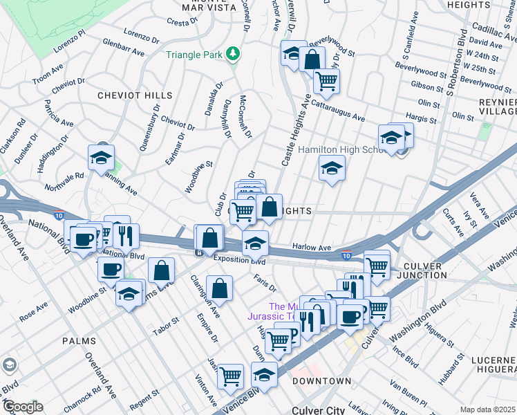 map of restaurants, bars, coffee shops, grocery stores, and more near 3273 Provon Lane in Los Angeles