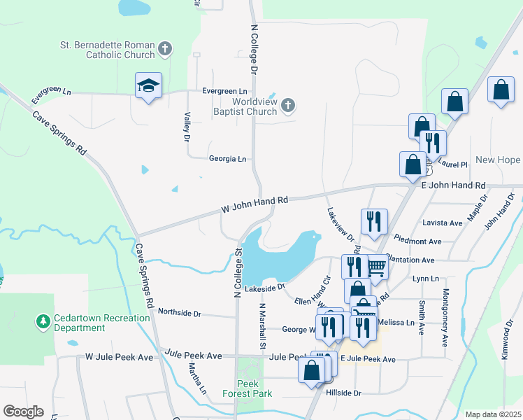 map of restaurants, bars, coffee shops, grocery stores, and more near 112 College Circle in Cedartown