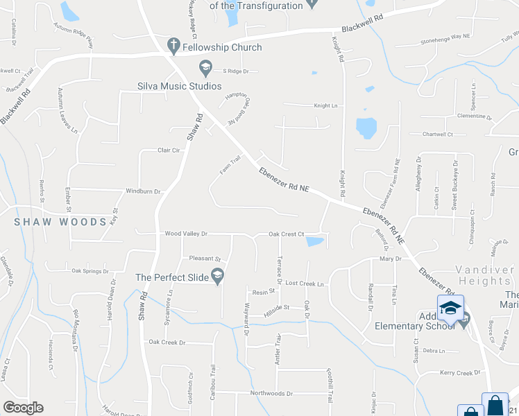 map of restaurants, bars, coffee shops, grocery stores, and more near 3300 Fawn Trail in Marietta