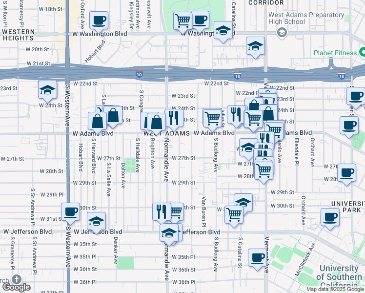 map of restaurants, bars, coffee shops, grocery stores, and more near 2632 Kenwood Avenue in Los Angeles