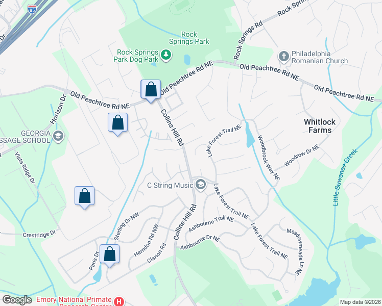 map of restaurants, bars, coffee shops, grocery stores, and more near 293 Heron Lake Court in Lawrenceville