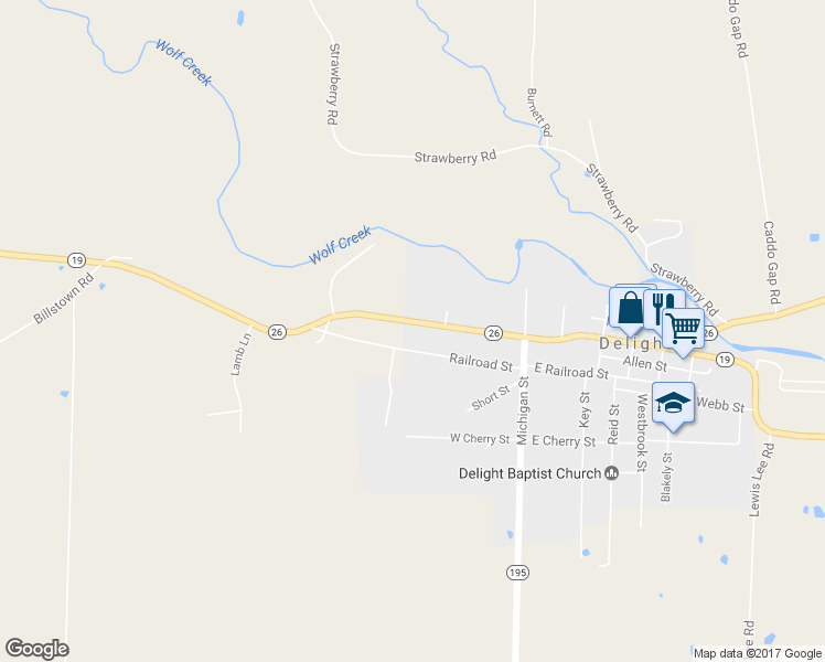 map of restaurants, bars, coffee shops, grocery stores, and more near 417 Antioch Street in Delight