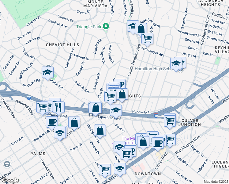 map of restaurants, bars, coffee shops, grocery stores, and more near 3273 Provon Lane in Los Angeles