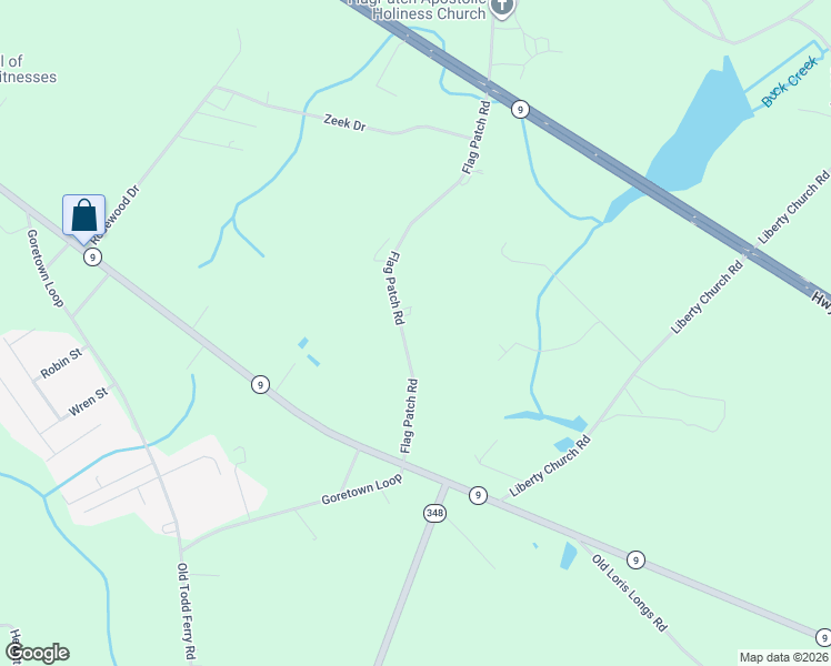 map of restaurants, bars, coffee shops, grocery stores, and more near 244 Flag Patch Road in Loris