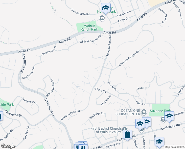 map of restaurants, bars, coffee shops, grocery stores, and more near 1330 Waterbrook Circle in Walnut