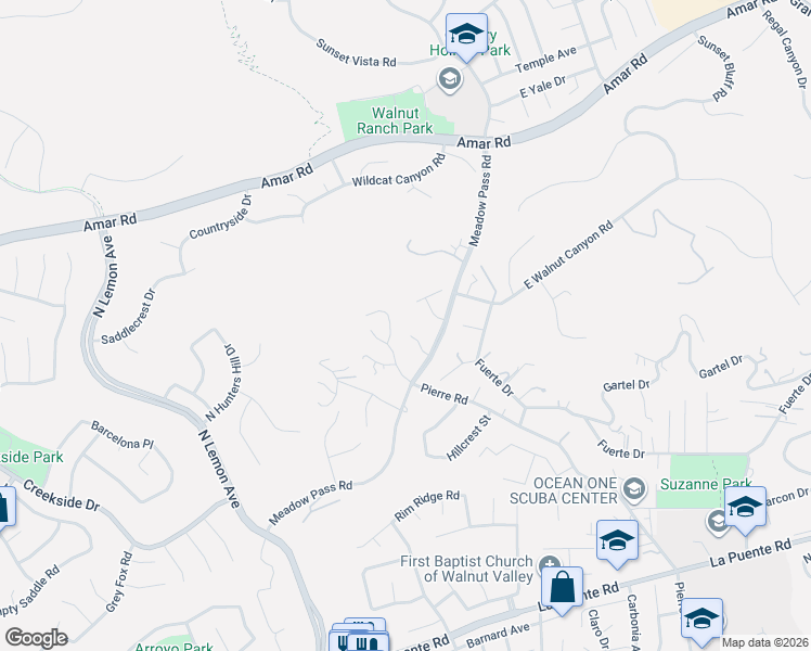 map of restaurants, bars, coffee shops, grocery stores, and more near 1330 Waterbrook Circle in Walnut