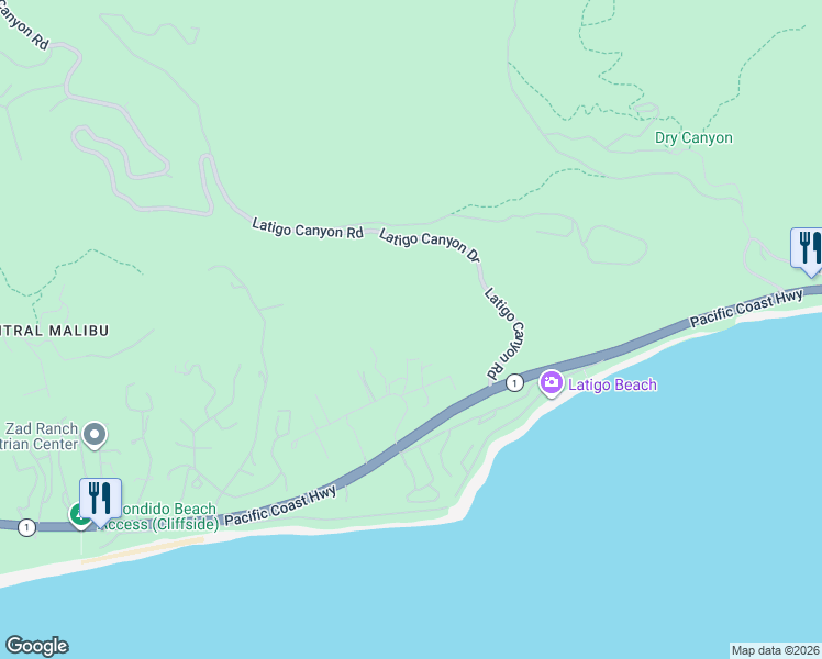 map of restaurants, bars, coffee shops, grocery stores, and more near 26907 Sea Vista Drive in Malibu