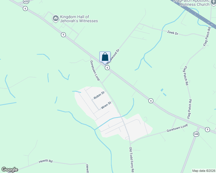 map of restaurants, bars, coffee shops, grocery stores, and more near 643 Goretown Loop in Loris