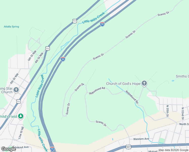map of restaurants, bars, coffee shops, grocery stores, and more near 1221 Knight Drive in Gadsden