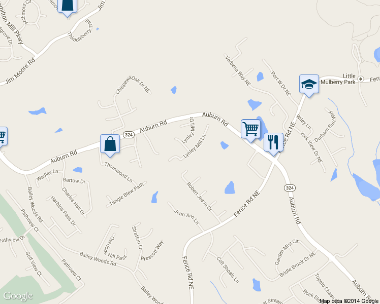 map of restaurants, bars, coffee shops, grocery stores, and more near 3698 Lynley Mill Lane in Dacula