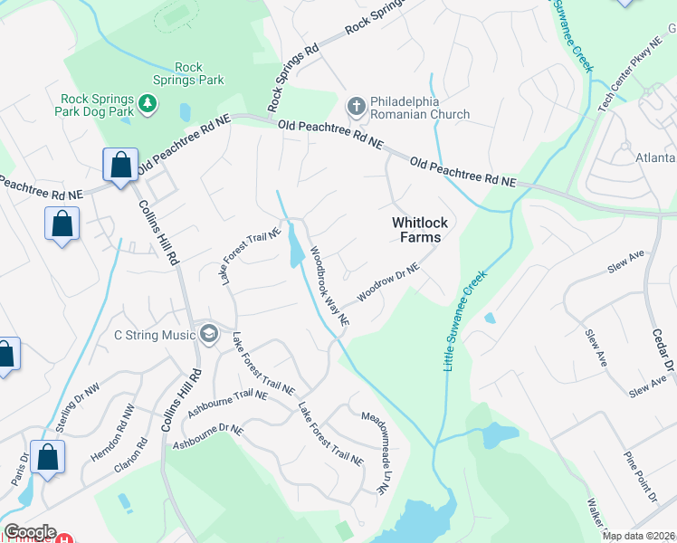 map of restaurants, bars, coffee shops, grocery stores, and more near 512 Forest Gate Circle in Lawrenceville