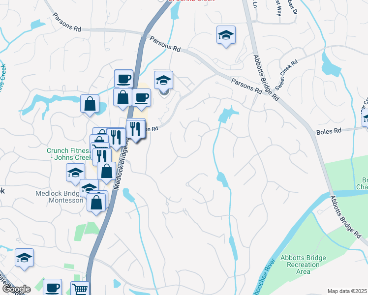 map of restaurants, bars, coffee shops, grocery stores, and more near 2049 Kinderton Manor Drive in Duluth
