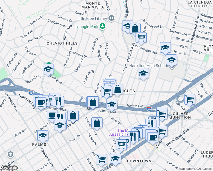 map of restaurants, bars, coffee shops, grocery stores, and more near 3273 Provon Lane in Los Angeles
