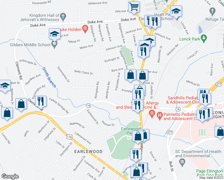 map of restaurants, bars, coffee shops, grocery stores, and more near 810 Avondale Drive in Columbia