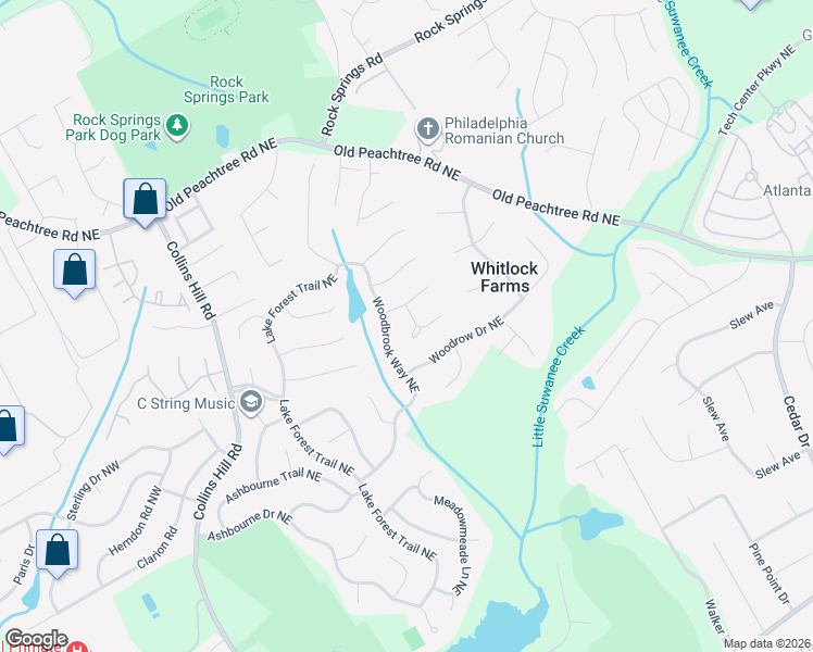 map of restaurants, bars, coffee shops, grocery stores, and more near 512 Forest Gate Circle in Lawrenceville
