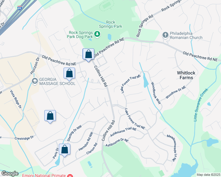 map of restaurants, bars, coffee shops, grocery stores, and more near 283 Heron Lake Court in Lawrenceville