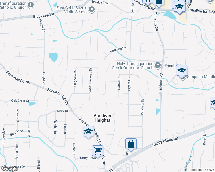 map of restaurants, bars, coffee shops, grocery stores, and more near 3350 Ranch Road in Marietta