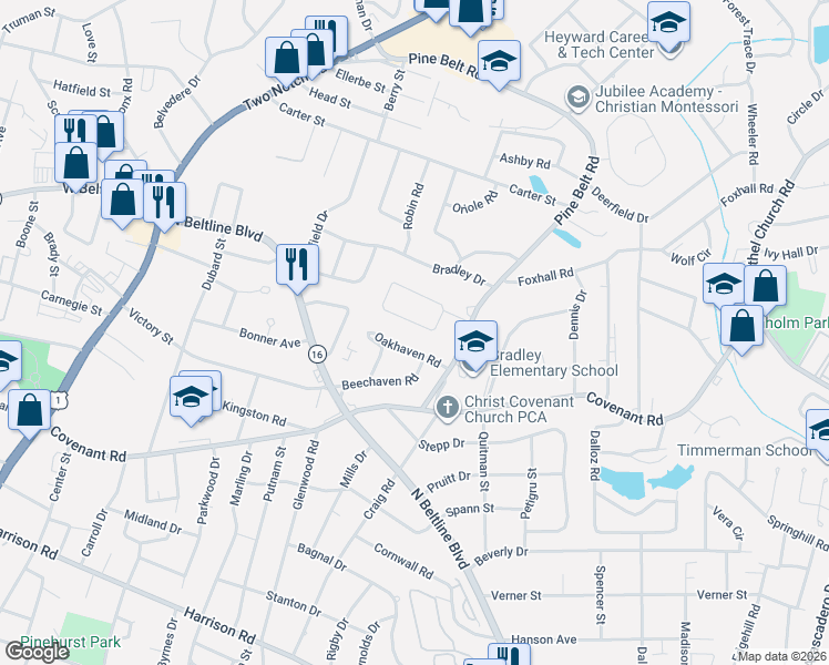 map of restaurants, bars, coffee shops, grocery stores, and more near 73 Dinwood Circle in Columbia