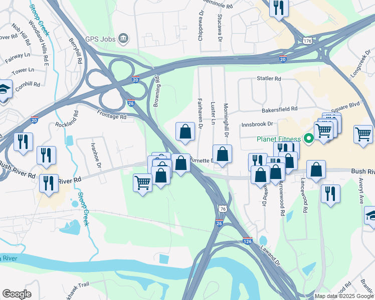 map of restaurants, bars, coffee shops, grocery stores, and more near in Columbia
