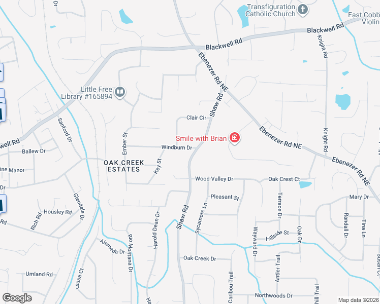 map of restaurants, bars, coffee shops, grocery stores, and more near 1396 Windburn Drive in Marietta