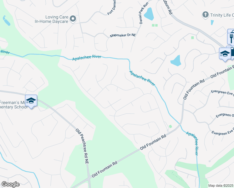 map of restaurants, bars, coffee shops, grocery stores, and more near 2504 Dalesford Court in Dacula