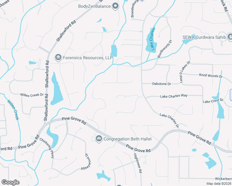 map of restaurants, bars, coffee shops, grocery stores, and more near 4070 Charleston Lane in Roswell
