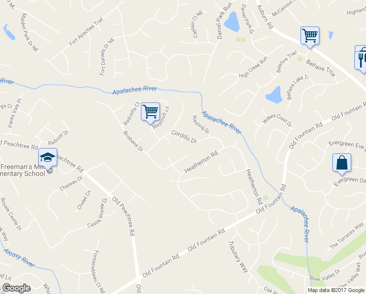 map of restaurants, bars, coffee shops, grocery stores, and more near 2504 Dalesford Court in Dacula
