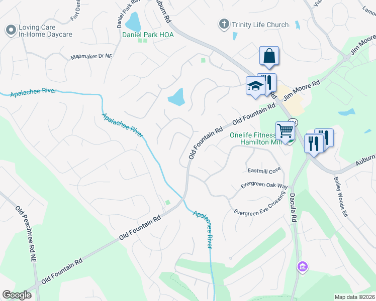 map of restaurants, bars, coffee shops, grocery stores, and more near 1275 Wilkes Crest Drive in Dacula