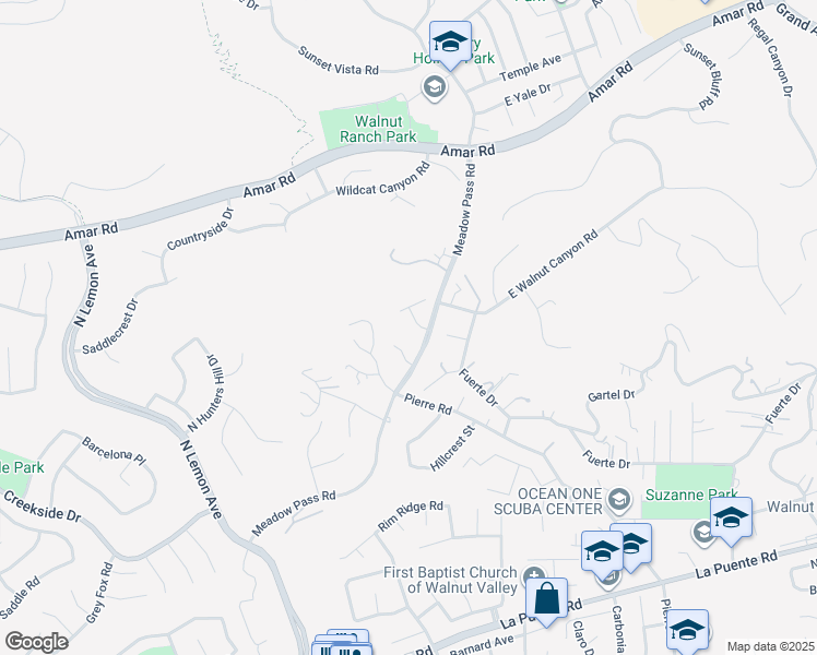 map of restaurants, bars, coffee shops, grocery stores, and more near 20116 Landaluce Lane in Walnut