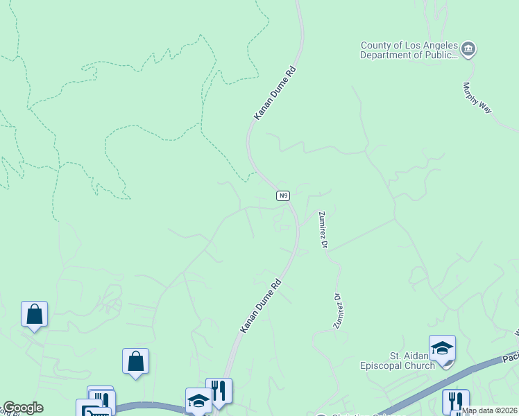 map of restaurants, bars, coffee shops, grocery stores, and more near 28912 Verde Mesa Lane in Malibu