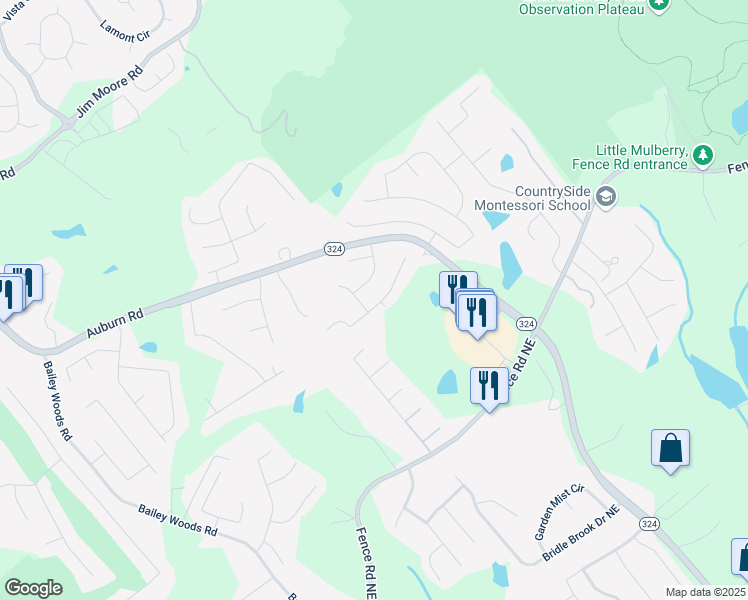 map of restaurants, bars, coffee shops, grocery stores, and more near 3484 Lynley Mill Lane in Dacula
