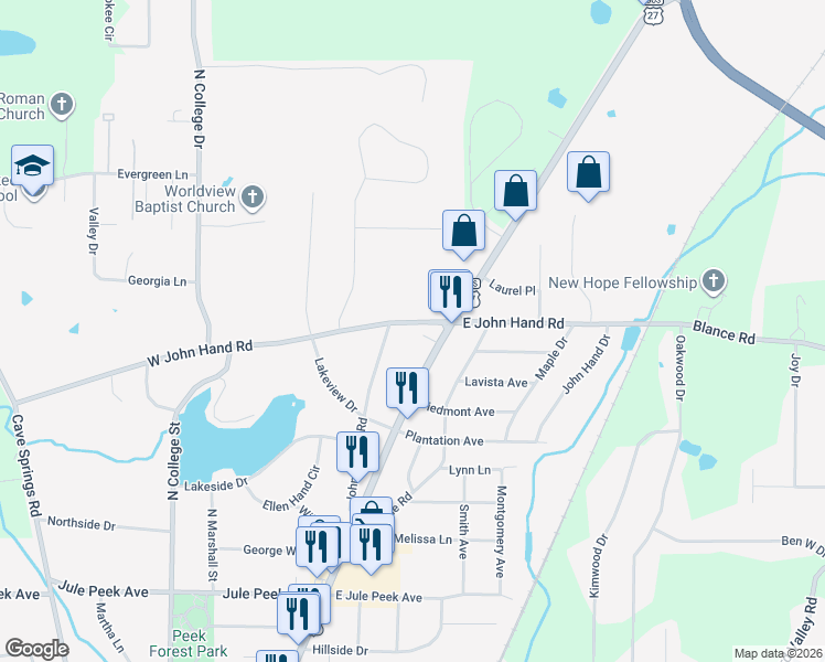 map of restaurants, bars, coffee shops, grocery stores, and more near 967 North Main Street in Cedartown