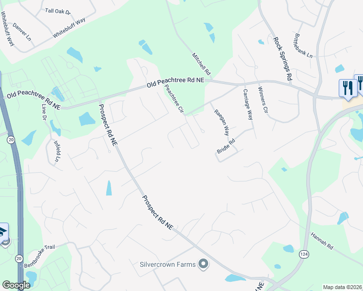 map of restaurants, bars, coffee shops, grocery stores, and more near 1863 Jameson Circle Northeast in Lawrenceville