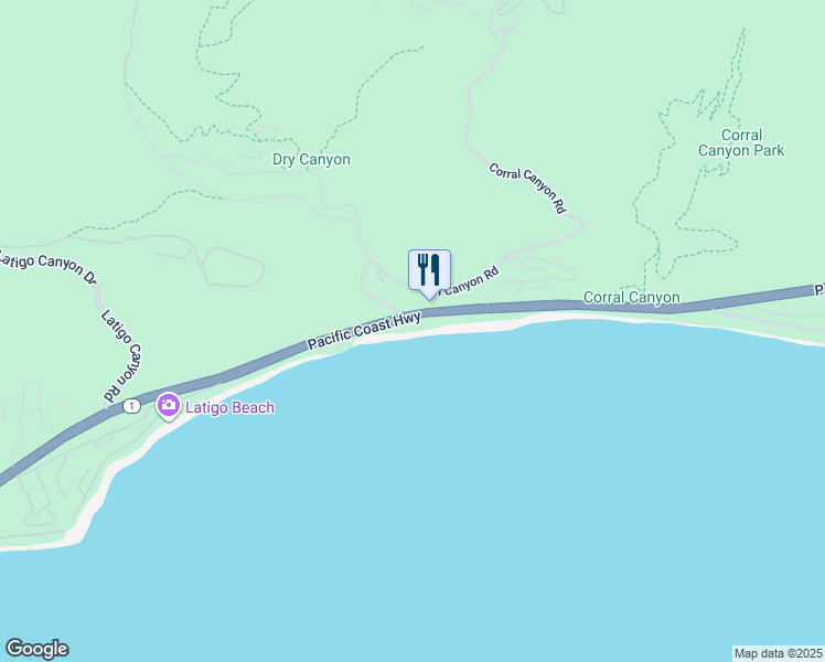 map of restaurants, bars, coffee shops, grocery stores, and more near 26050 California 1 in Malibu