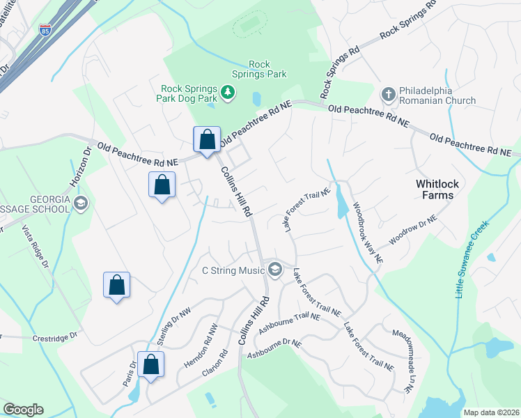 map of restaurants, bars, coffee shops, grocery stores, and more near 293 Heron Lake Court in Lawrenceville
