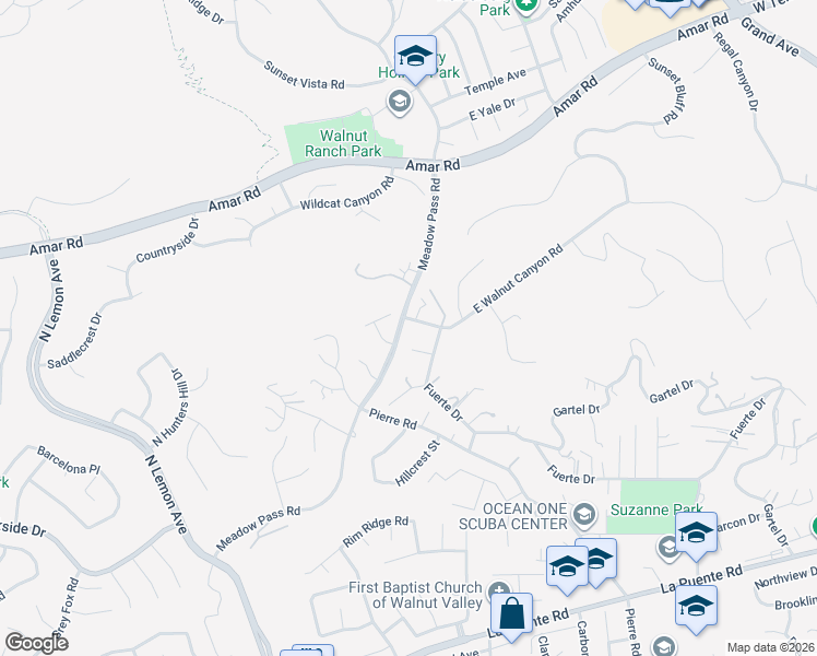 map of restaurants, bars, coffee shops, grocery stores, and more near 20206 East Walnut Canyon Road in Walnut
