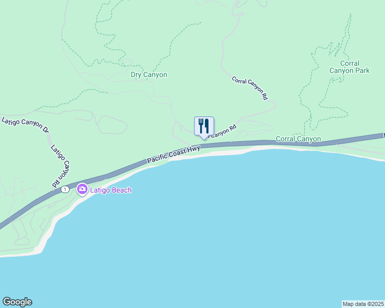 map of restaurants, bars, coffee shops, grocery stores, and more near 26060 Pacific Coast Highway in Malibu