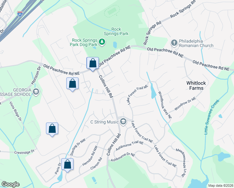 map of restaurants, bars, coffee shops, grocery stores, and more near 293 Heron Lake Court in Lawrenceville