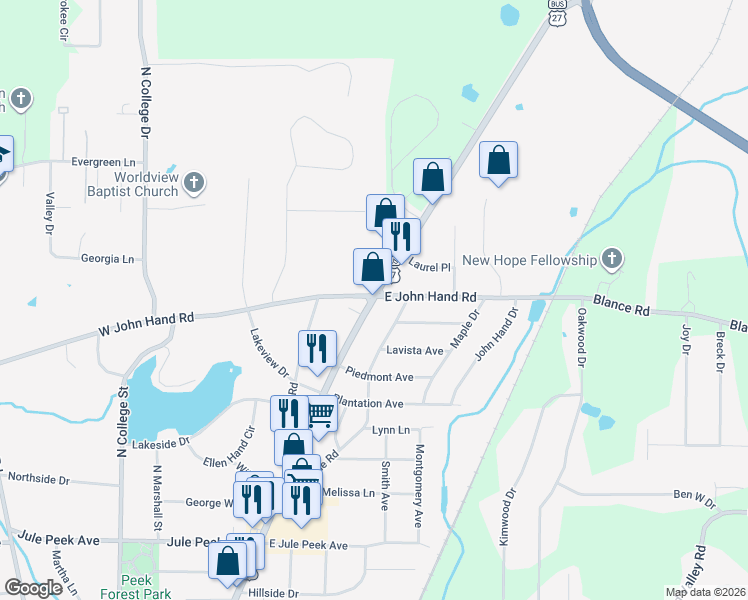 map of restaurants, bars, coffee shops, grocery stores, and more near 967 N Main St in Cedartown