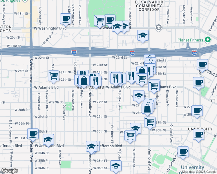 map of restaurants, bars, coffee shops, grocery stores, and more near 3717 Raymond Avenue in Los Angeles