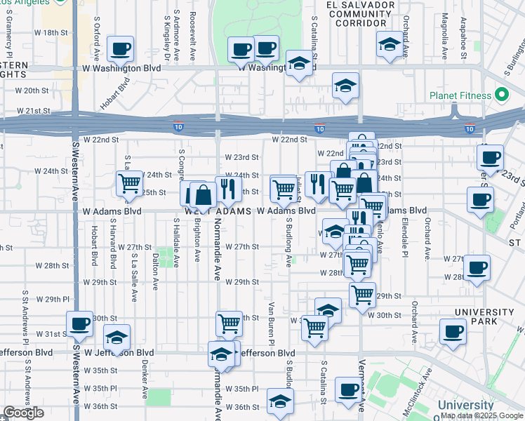 map of restaurants, bars, coffee shops, grocery stores, and more near 3717 Raymond Avenue in Los Angeles