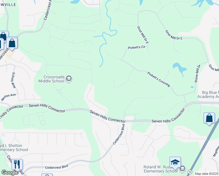 map of restaurants, bars, coffee shops, grocery stores, and more near 297 Pickett's Trce in Acworth