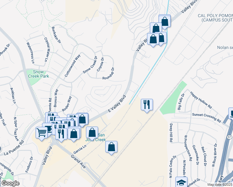 map of restaurants, bars, coffee shops, grocery stores, and more near 22127 Portofino Drive in Walnut